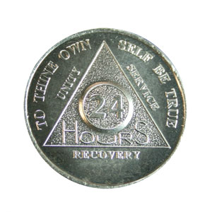 Alcoholics Anonymous AA 24 Hour Red Medallion Coin Chip Token Sobriety Sober 